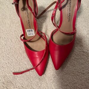 Christian Siriano Red Pointed-Toe Heels